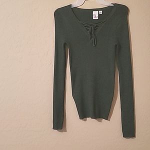 OhMG! Dark gray, medium size long sleeves sweater.